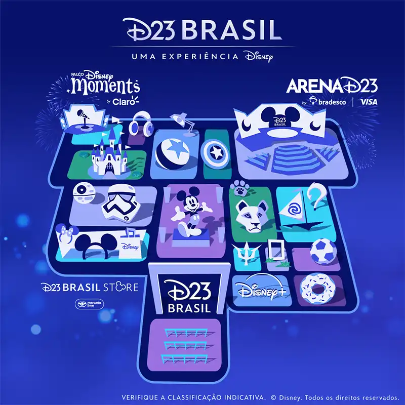 Mapa com as arenas da D23 Brasil