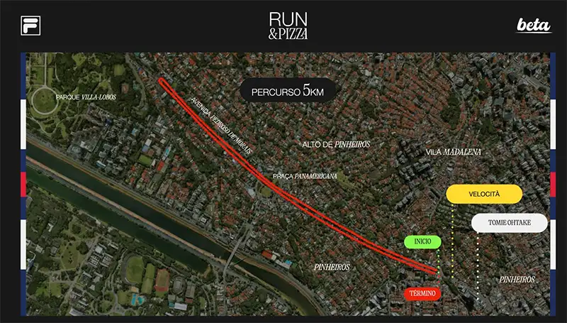 Percurso da corrida da FILA