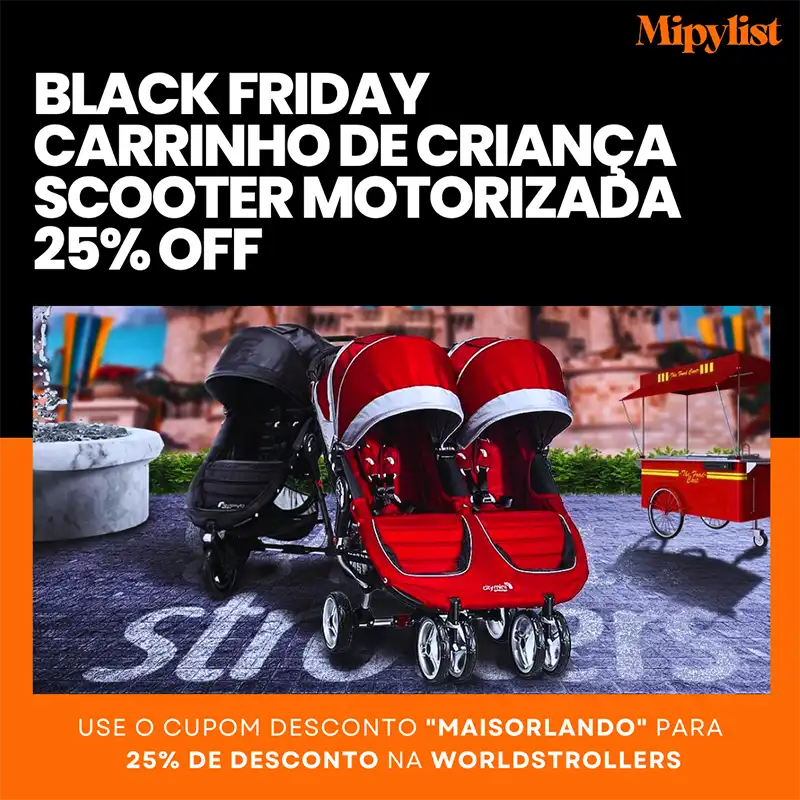 Black Friday: 25% OFF no aluguel de carrinho de bebê em Orlando