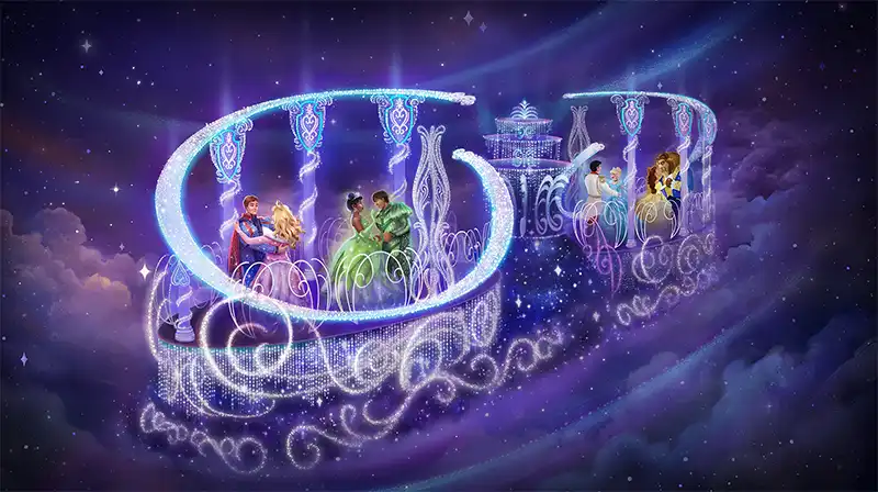 Carro das princesas na nova Parada da Disney em Orlando