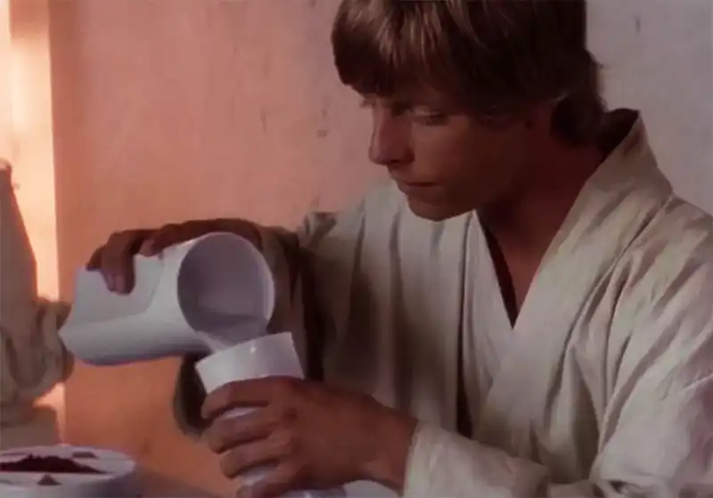 Luke Skywalker tomando o Leite Azul em Star Wars